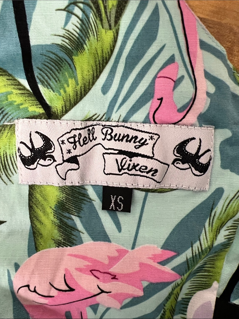 Hell Bunny Retro Dress Vintage Style Fit N Flare Tropical Flamingo Print XS - Picture 2 of 8
